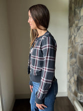 Load image into Gallery viewer, midnight + red plaid cardigan