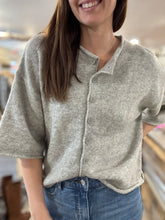 Load image into Gallery viewer, grey half sleeve button cardigan