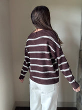 Load image into Gallery viewer, brown+cream stripe sweater
