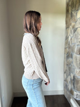 Load image into Gallery viewer, taupe checkered weave button cardigan