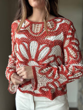 Load image into Gallery viewer, rust+cream crochet top