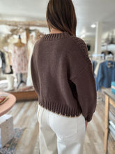 Load image into Gallery viewer, chocolate chunky knit contrast sweater