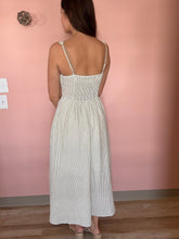 Load image into Gallery viewer, sage stripe corset midi dress