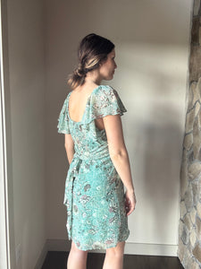 green print flutter dress