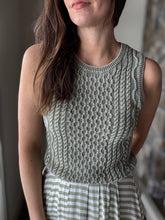 Load image into Gallery viewer, olive mineral washed cable knit tank
