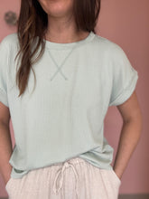 Load image into Gallery viewer, sage ribbed knit tee