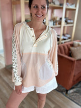 Load image into Gallery viewer, ivory + blush floral stripe hoodie