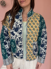 Load image into Gallery viewer, THML blue patchwork quilted jacket