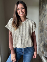 Load image into Gallery viewer, cream fall confetti cable short sleeve sweater