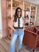 Load image into Gallery viewer, cream, brown + black cotton knit tank
