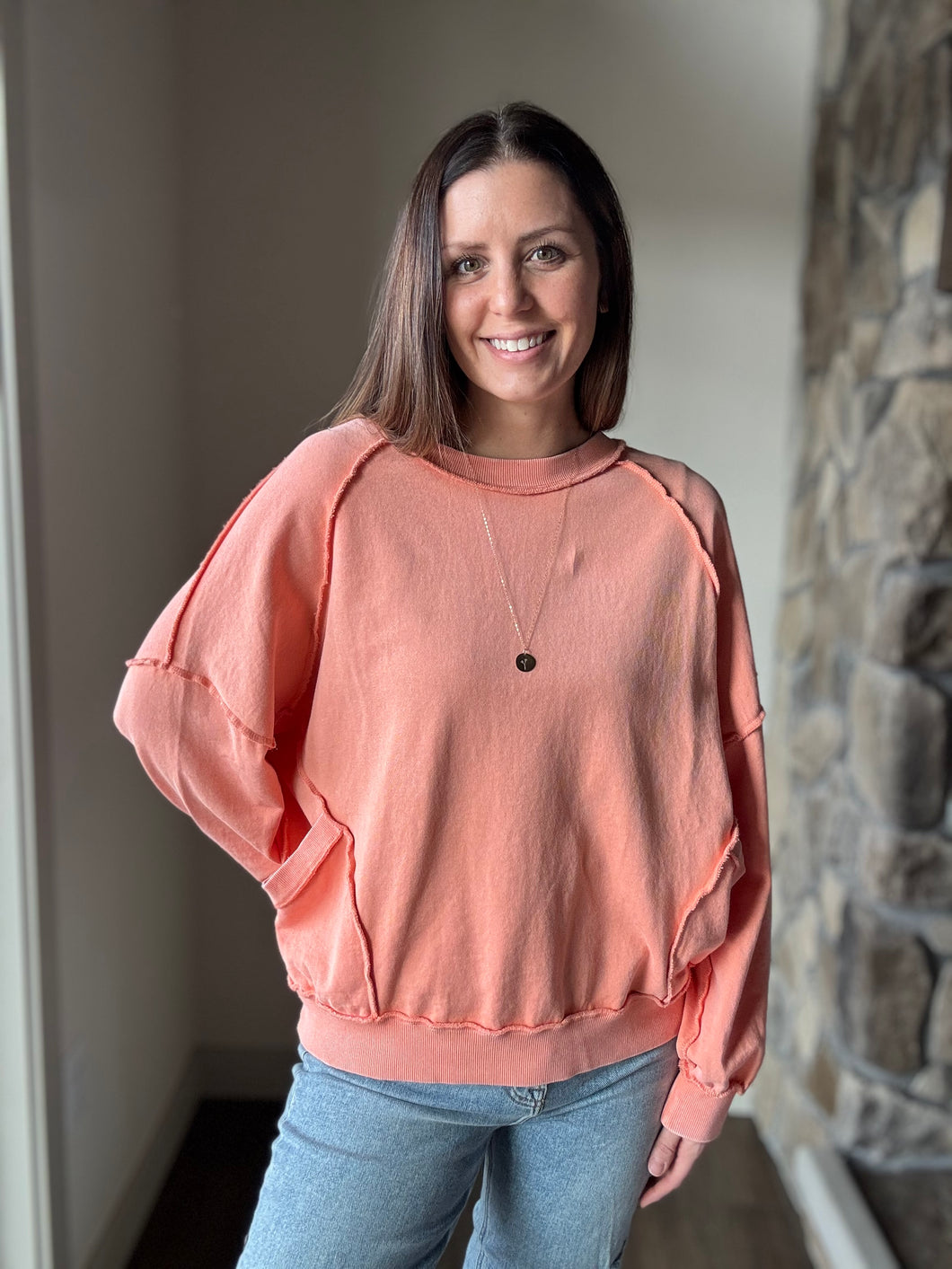 clementine pocket sweatshirt