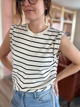Load image into Gallery viewer, habitual ecru + black stripe luna top