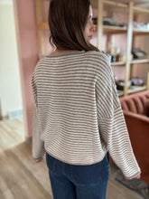 Load image into Gallery viewer, mocha stripe button cardigan