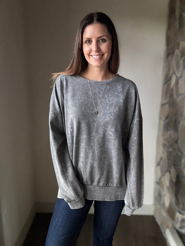 black mineral wash pullover