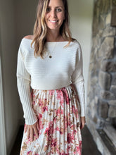 Load image into Gallery viewer, girls dinner pleated pink floral skirt