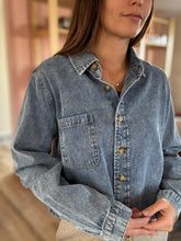 Load image into Gallery viewer, lightweight cropped denim shirt