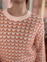 Load image into Gallery viewer, coral textured chevron sweater