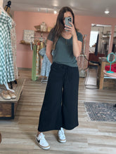 Load image into Gallery viewer, at ease black wide leg cropped pants
