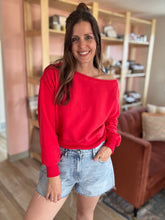 Load image into Gallery viewer, red off shoulder sweatshirt