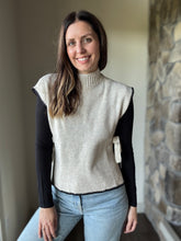 Load image into Gallery viewer, oatmeal mock neck with black trim