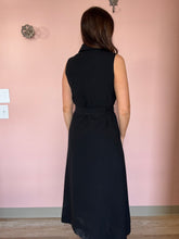 Load image into Gallery viewer, black classic linen collared dress