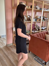 Load image into Gallery viewer, black ribbed t-shirt dress