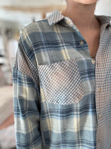 blue mixed plaid flannel