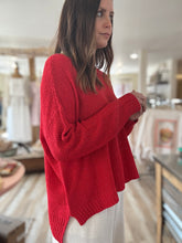 Load image into Gallery viewer, red lightweight oversized textured sweater