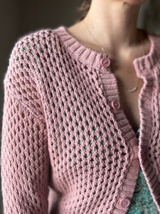 dusty rose crochet button cardigan