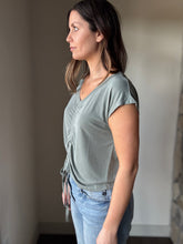 Load image into Gallery viewer, sage front ruched modal top