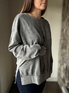 black mineral wash pullover