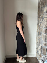 Load image into Gallery viewer, off the grid black ribbed midi dress