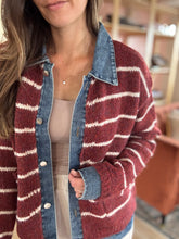 Load image into Gallery viewer, layered red stripe cardigan