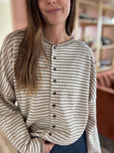 Load image into Gallery viewer, mocha stripe button cardigan