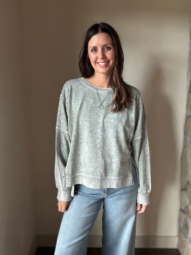 moss mineral washed oversized pullover
