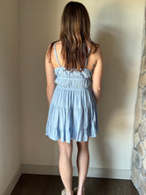 Load image into Gallery viewer, icy blue tie front tiered dress