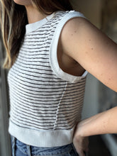 Load image into Gallery viewer, black + white stripe sleeveless top
