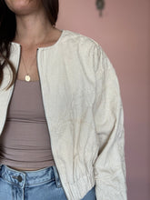 Load image into Gallery viewer, ecru floral embroidered zip jacket