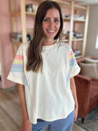 retro rainbow cream top