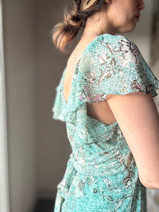 green print flutter dress