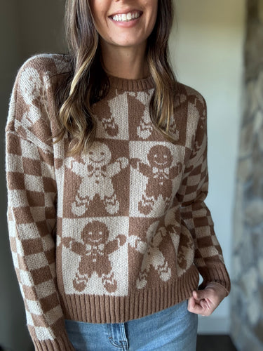 gingerbread checkered sweater