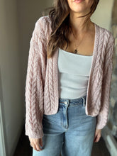 Load image into Gallery viewer, pink lightweight cable cardigan