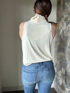 soft ronan ivory turtle neck sleeveless top