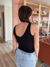 Load image into Gallery viewer, black v-neck double layer tank