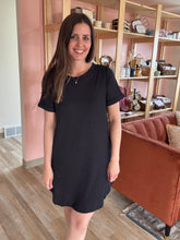 Load image into Gallery viewer, black ribbed t-shirt dress