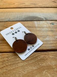 sweet creek classic mini round leather earrings