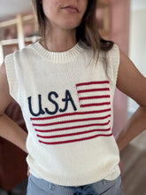 Load image into Gallery viewer, USA flag embroidered sweater tank