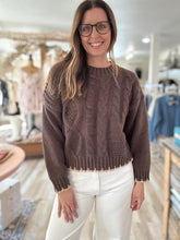 Load image into Gallery viewer, chocolate chunky knit contrast sweater