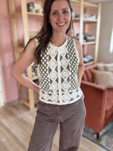 Load image into Gallery viewer, olive + natural crochet vest
