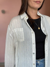 Load image into Gallery viewer, ivory stripe twist back cotton button down